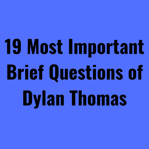 Important Brief Questions of Dylan Thomas